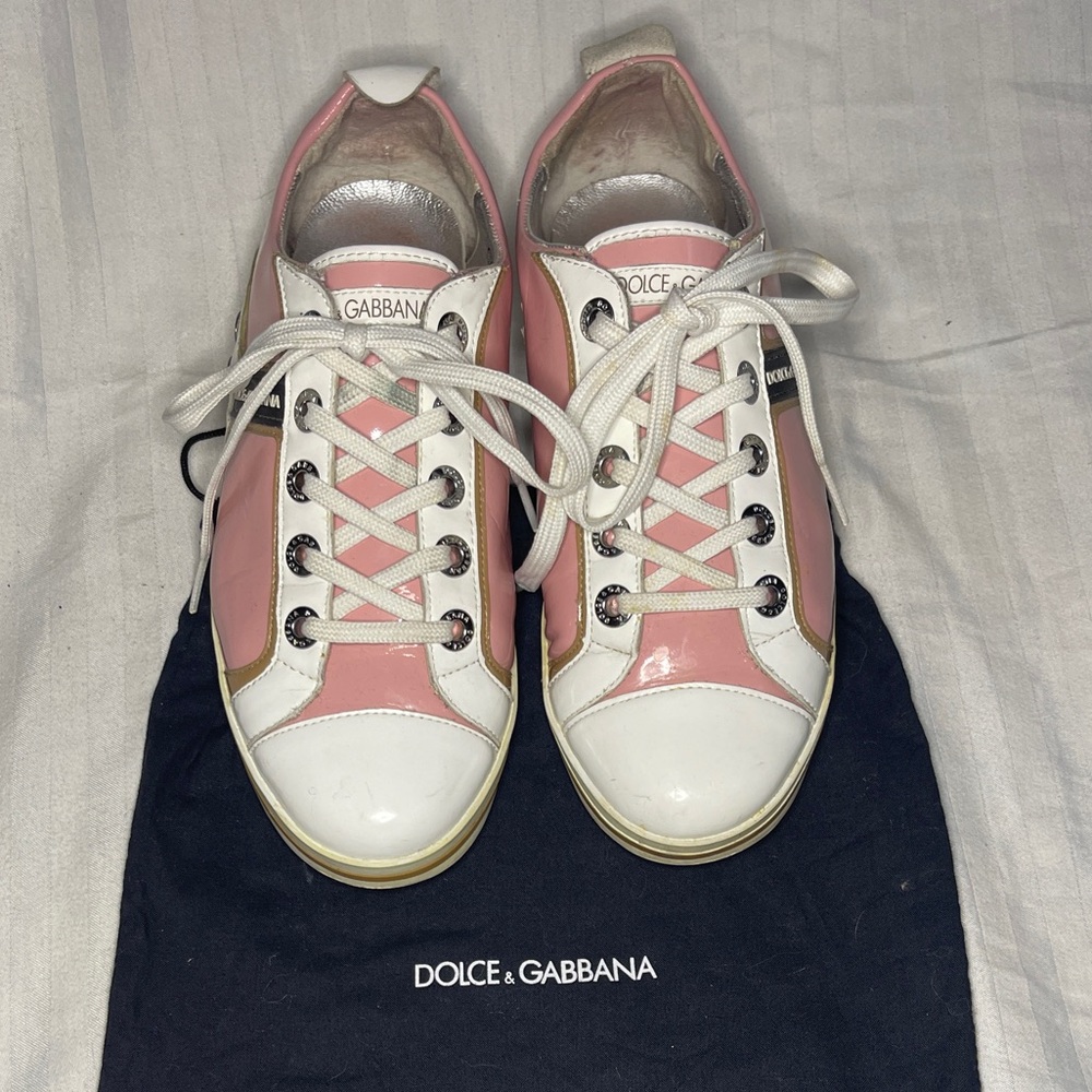 Dolce & Gabbana Women's Pink and White Sneakers